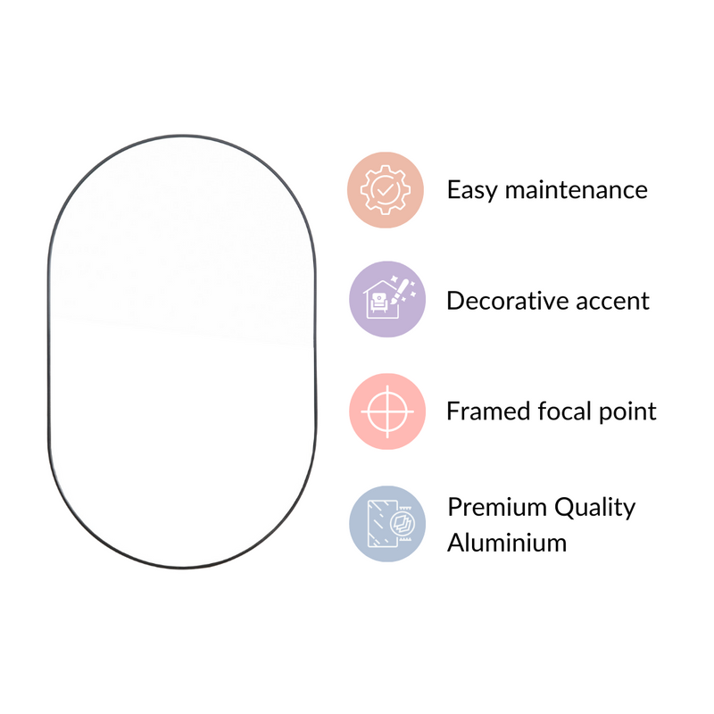 Oval Wall Mirror Black Small