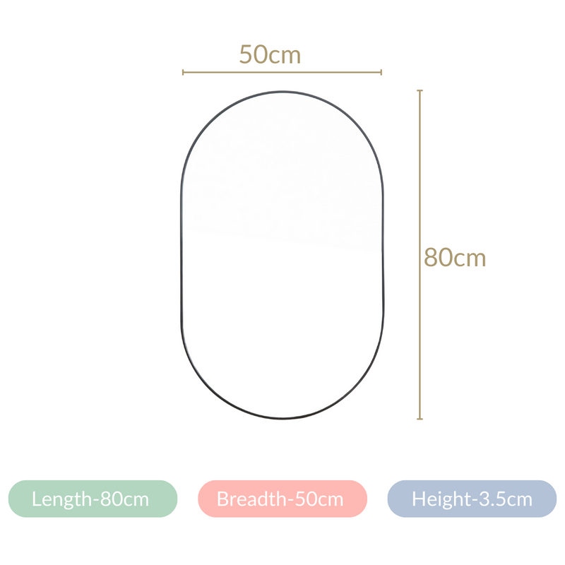Oval Wall Mirror Black Small