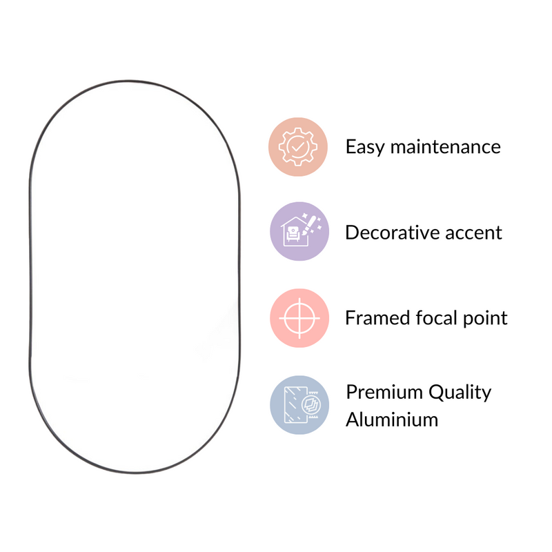 Wall Hanging Oval Mirror Black Large