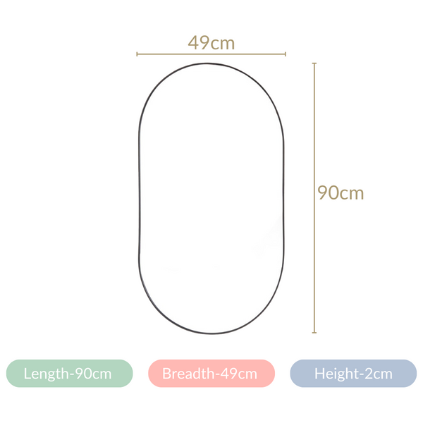 Wall Hanging Oval Mirror Black Large