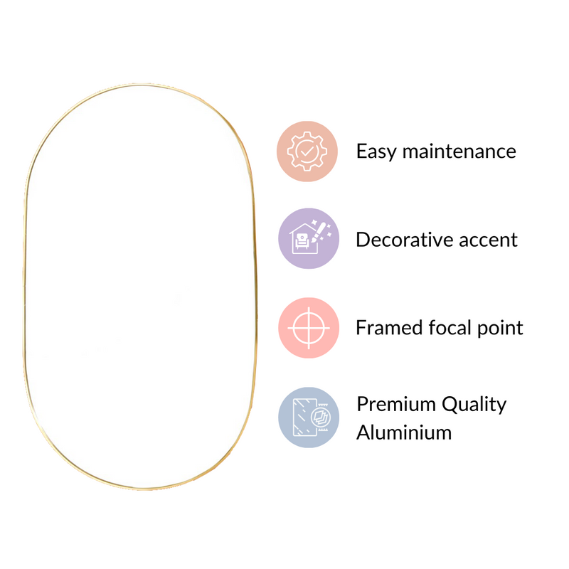 Living Room Oval Mirror Gold Large