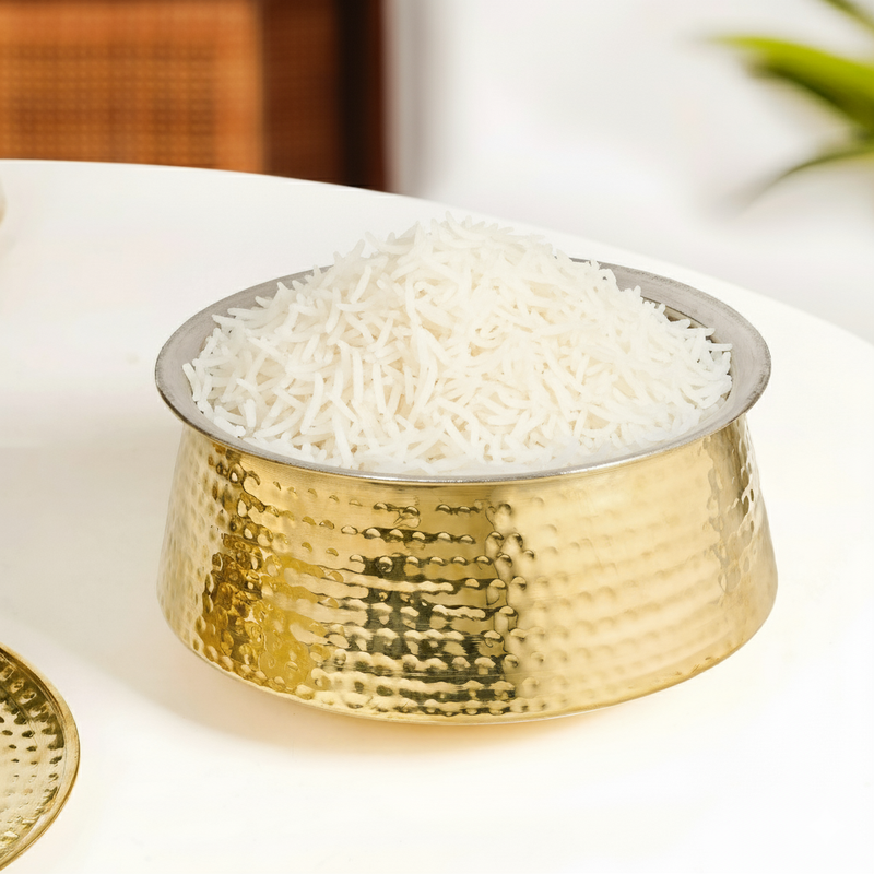 Hammered Brass Biriyani Lagan With Lid 4000ml