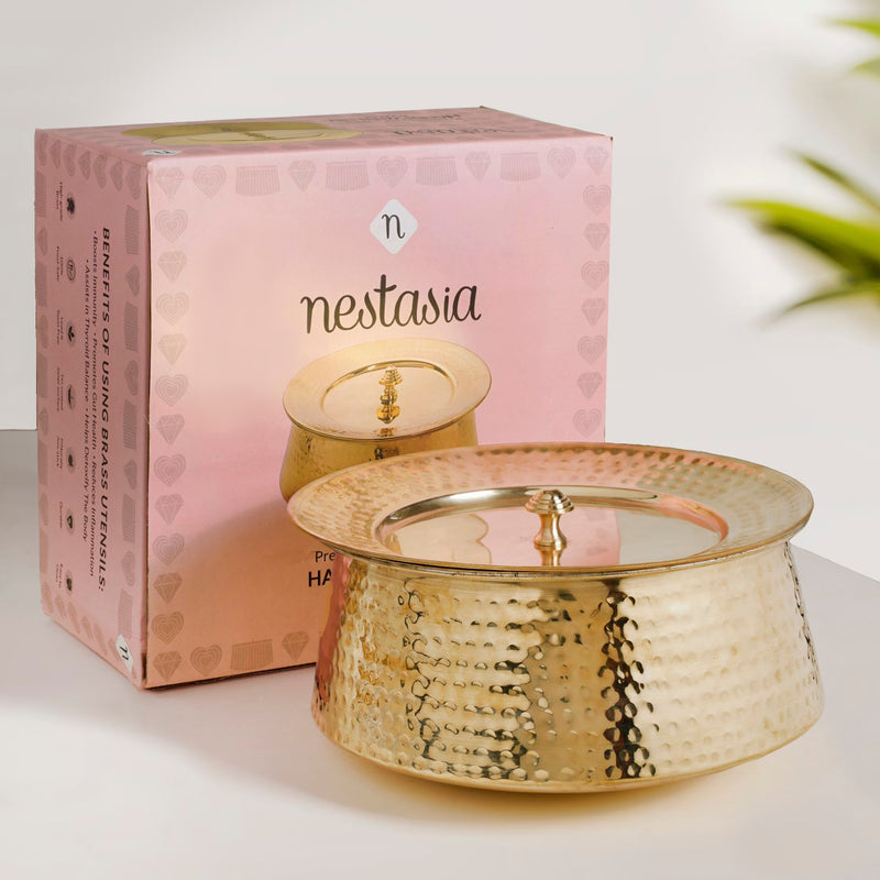 Hammered Brass Biriyani Lagan With Lid 4000ml