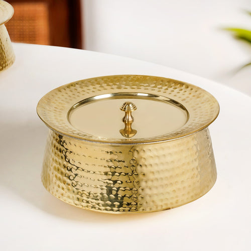 Hammered Brass Biriyani Lagan With Lid 4000ml