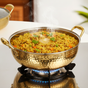 Hammered Brass Kadhai With Glass Lid 4000ml