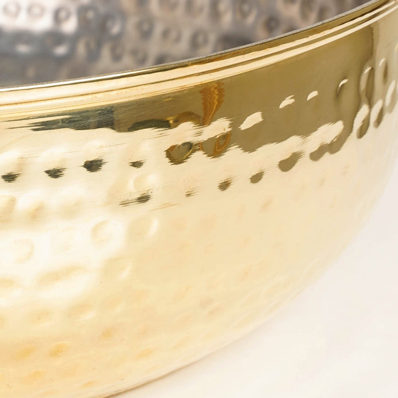 Hammered Brass Kadhai With Glass Lid 4000ml