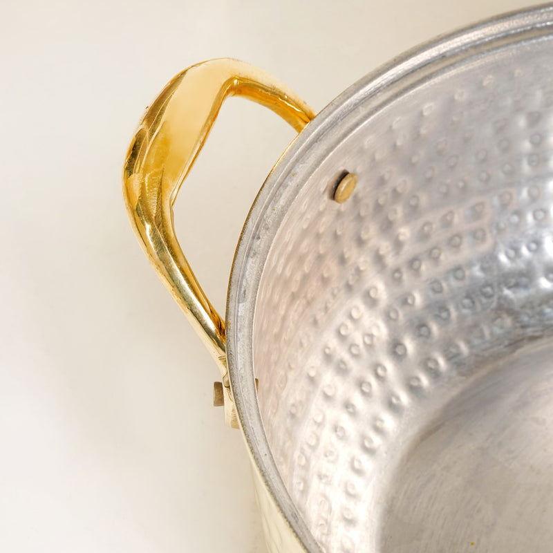 Hammered Brass Kadhai With Glass Lid 4000ml