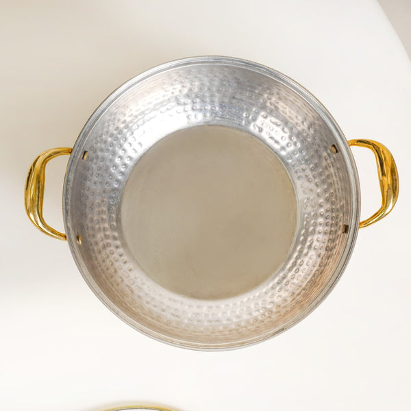Hammered Pure Brass Kadhai With Glass Lid 4000ml