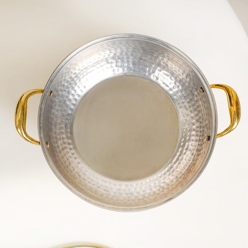 Hammered Brass Kadhai With Glass Lid 4000ml