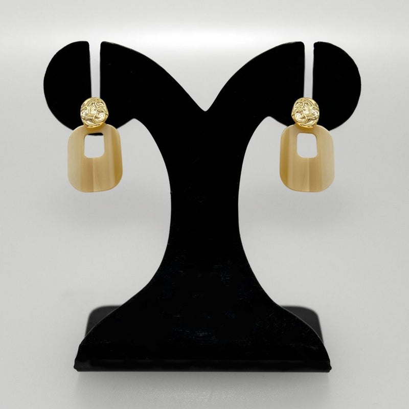 Hammered Metal Beige Danglers