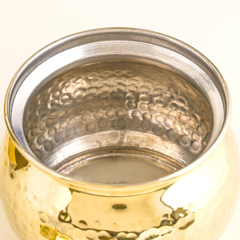 Hammered Pure Brass Ghee Pot With Spoon 400ml