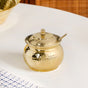 Hammered Pure Brass Ghee Pot With Spoon 400ml