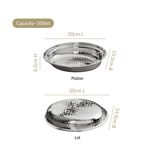 Hammered Stainless Steel Curry Dish Serveware 500ml