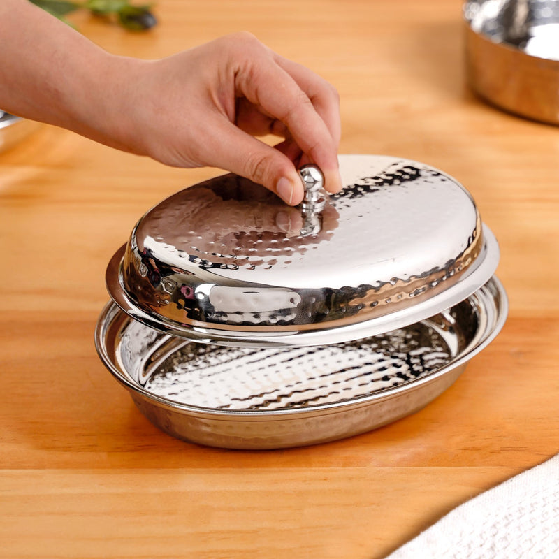 Hammered Stainless Steel Curry Dish Serveware