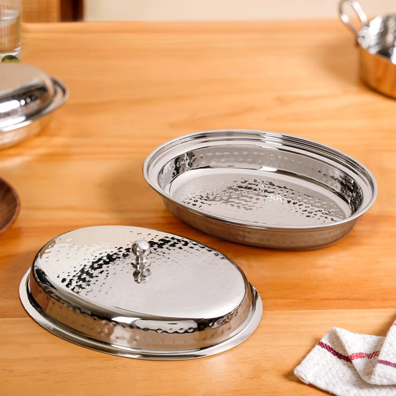 Hammered Stainless Steel Curry Dish Serveware