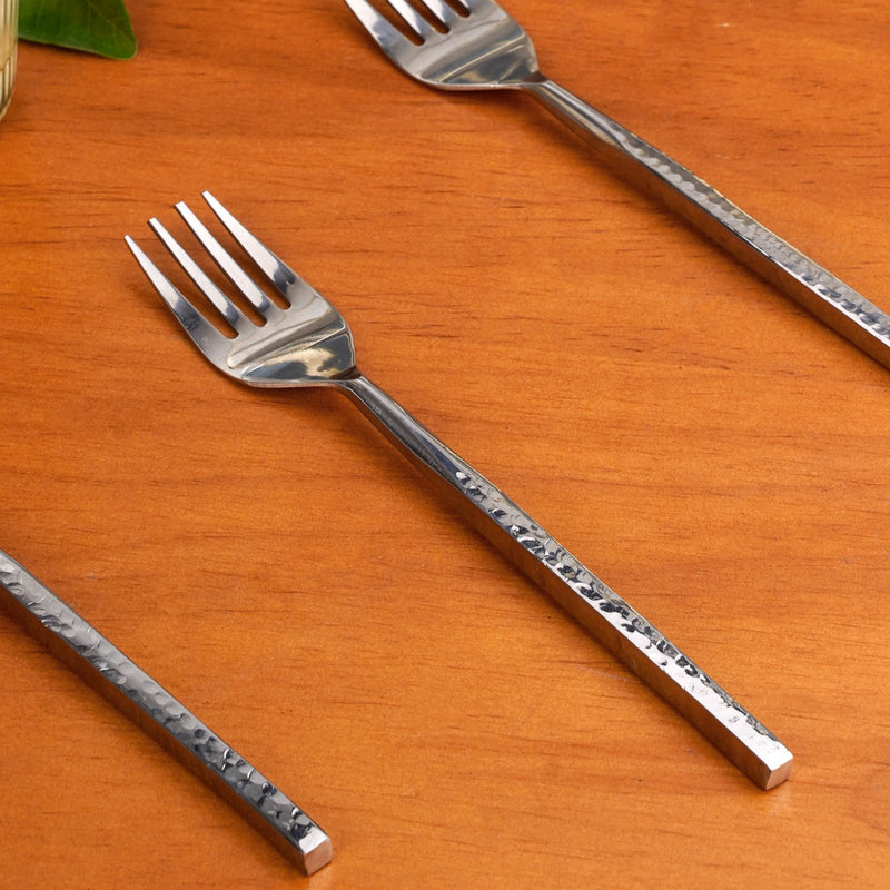 Hammered Stainless Steel Fork Set Of 6