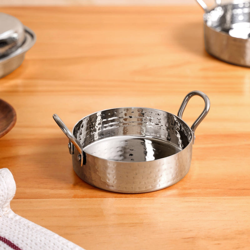 Hammered Stainless Steel Serving Kadai Set Of 3