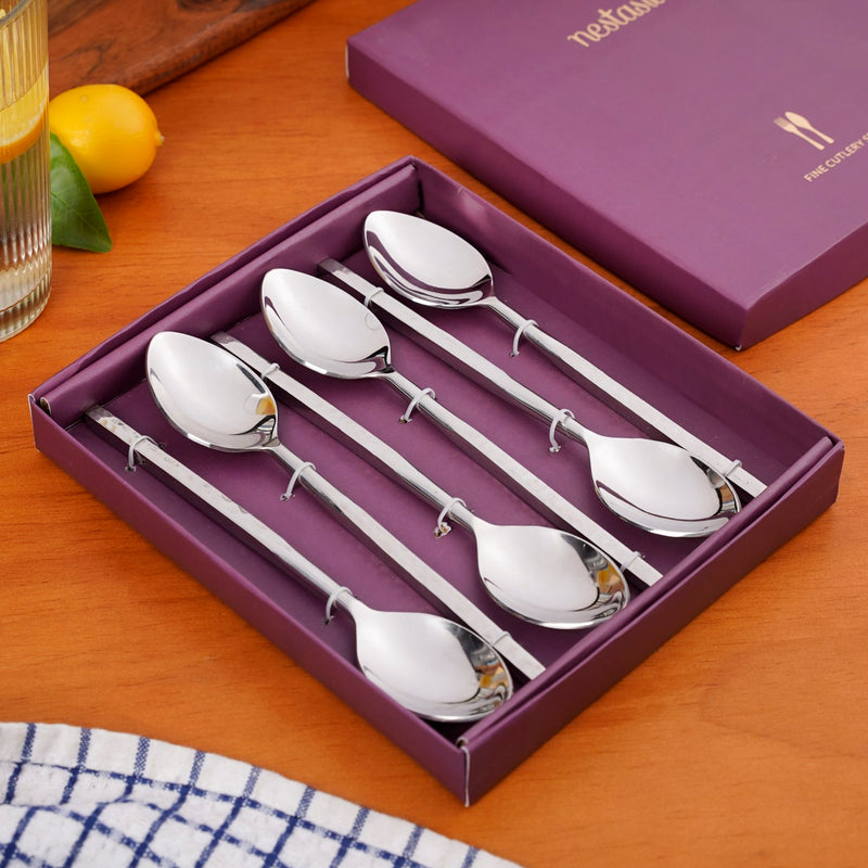 Hammered Stainless Steel Spoon Set Of 6