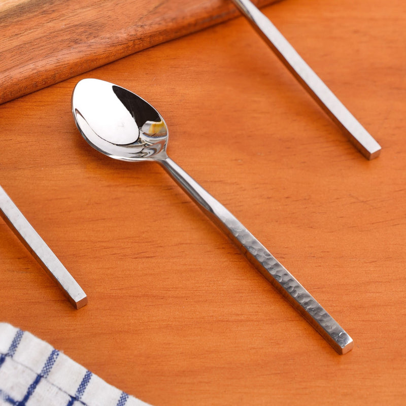 Hammered Stainless Steel Spoon Set Of 6