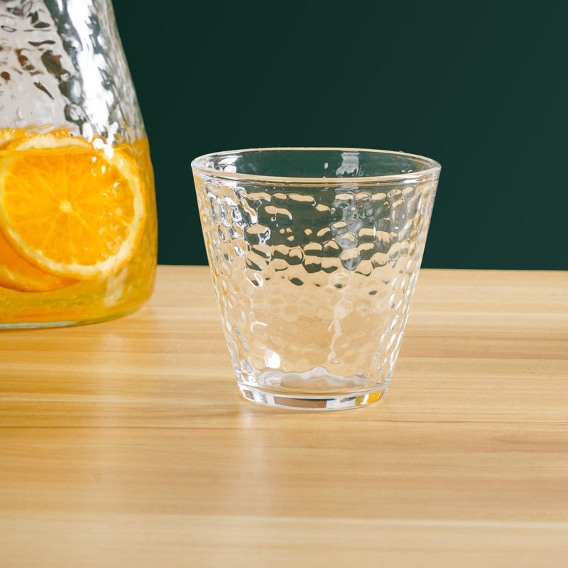 Hammered Transparent Drinking Glass And Pitcher Set Of 5