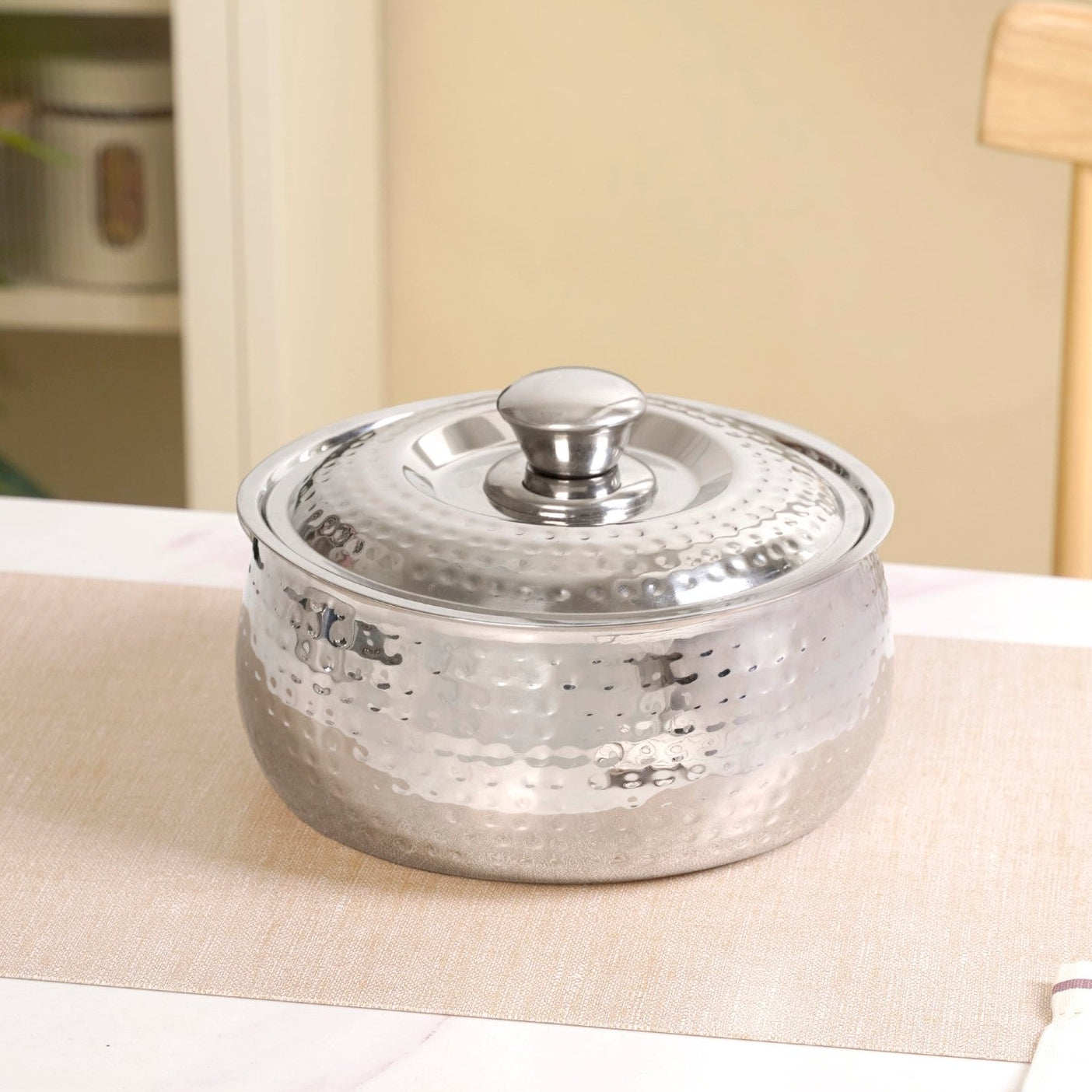 Hammered Stainless Steel Casserole 1500ml