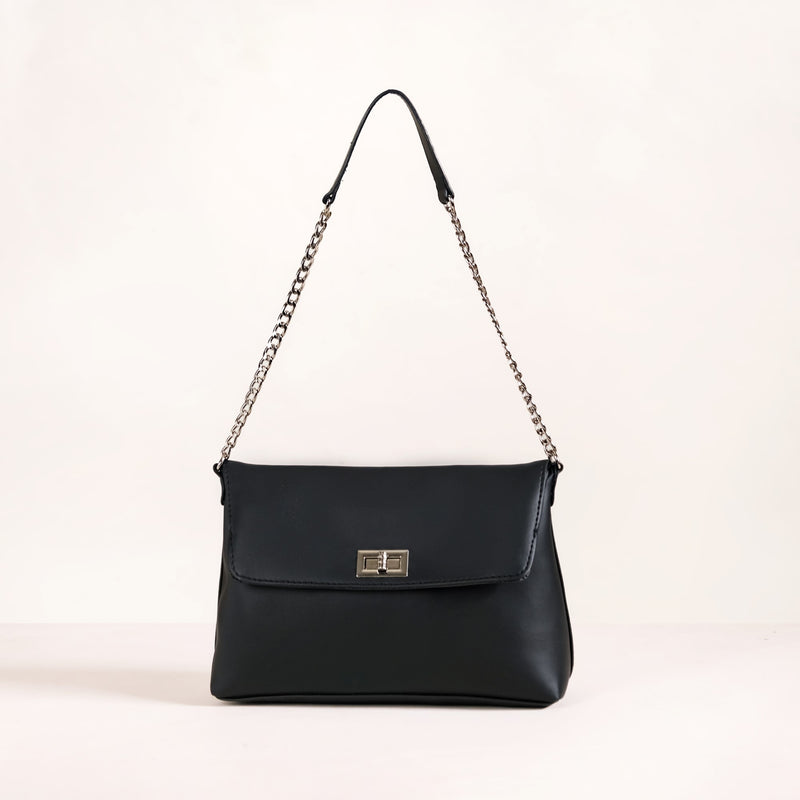 Sleek Black Shoulder Bag For Women