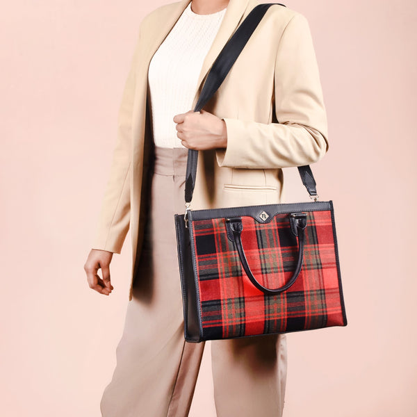 Plaid Checkered Handbag With Sling