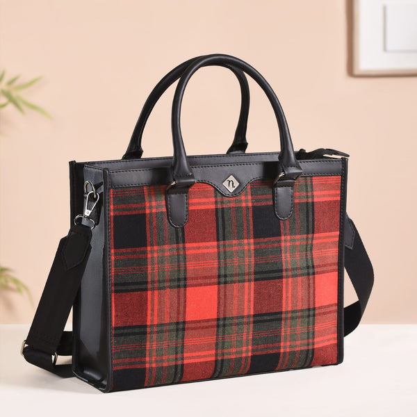 Plaid Checkered Handbag With Sling