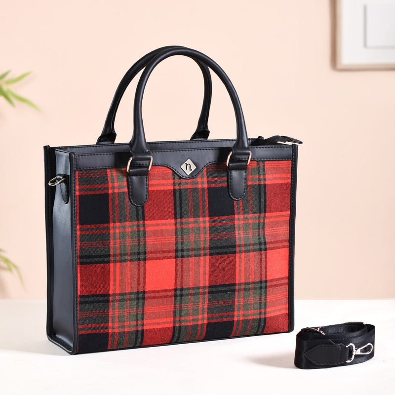 Plaid Checkered Handbag With Sling