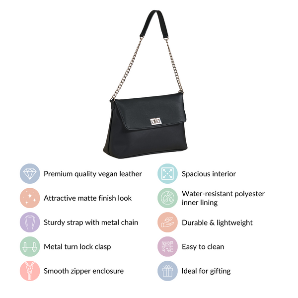 Sleek Black Shoulder Bag For Women