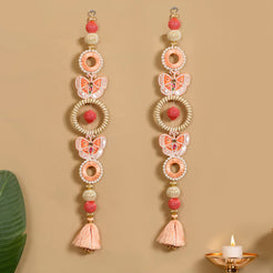 Handcrafted Butterfly Door Hanging Peach Set of 2