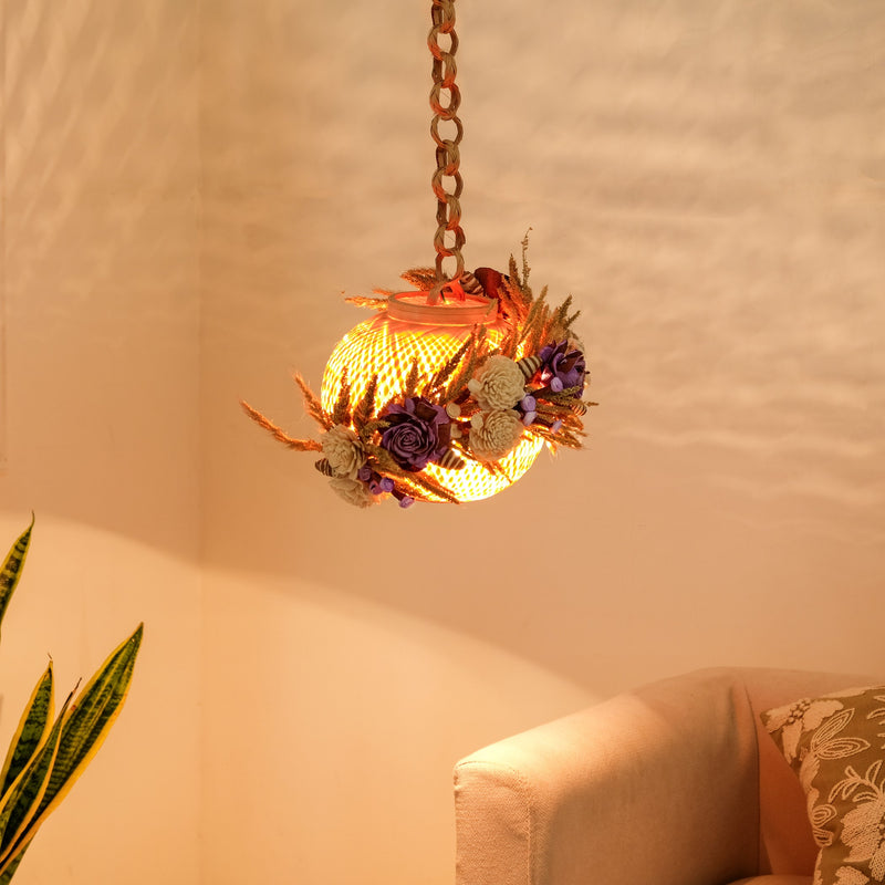 Handmade Floral Lantern Purple