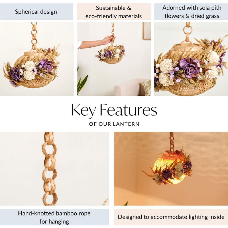 Handmade Floral Lantern Purple