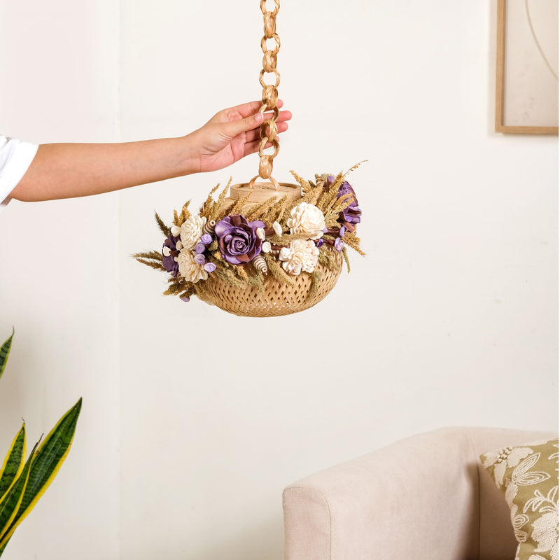 Handmade Floral Lantern Purple