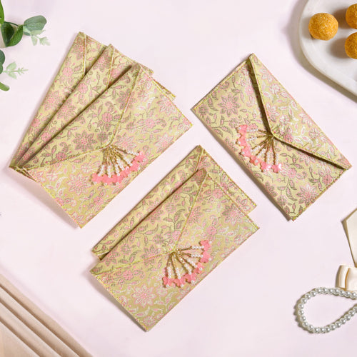 Handmade Jacquard Fabric Set Of 6 Envelopes