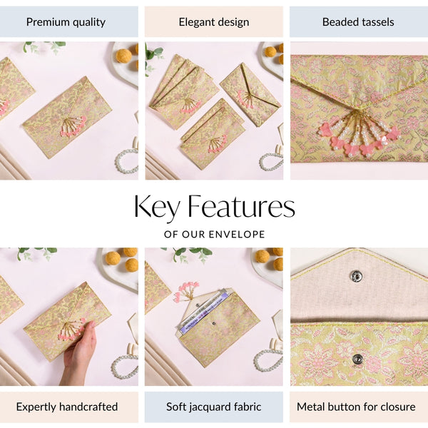 Handmade Jacquard Set Of 6 Envelopes For Shagun