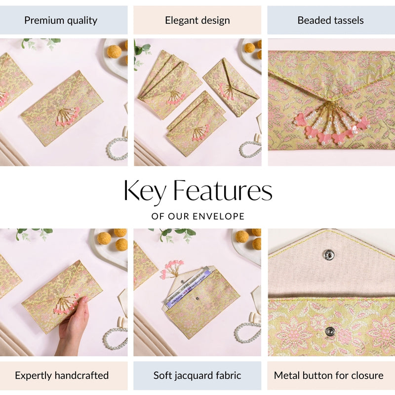 Handmade Jacquard Fabric Set Of 6 Envelopes