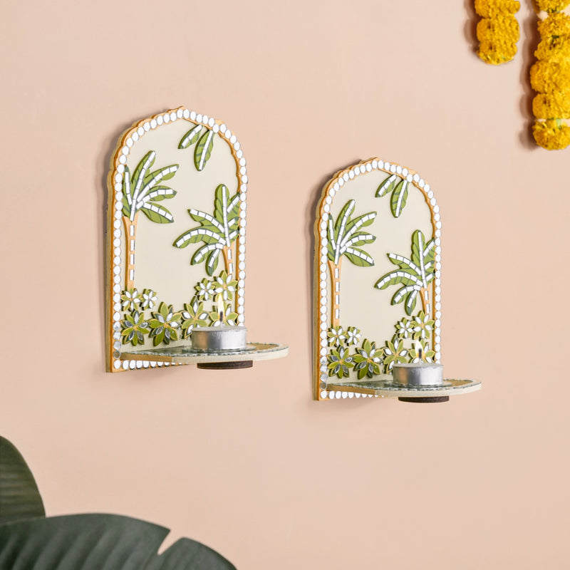 Handmade Lippan Art Tealight Candle Holder Set Of 2