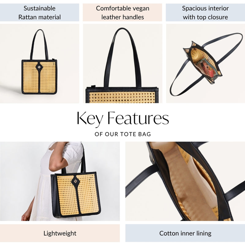 Handmade Rattan Cane Webbing Tote Bag