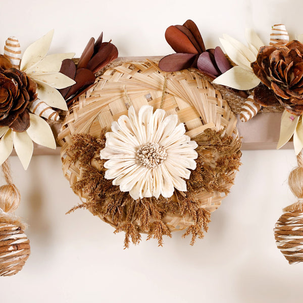 Organic Toran With Sola Flowers And Corn Husk Decoration