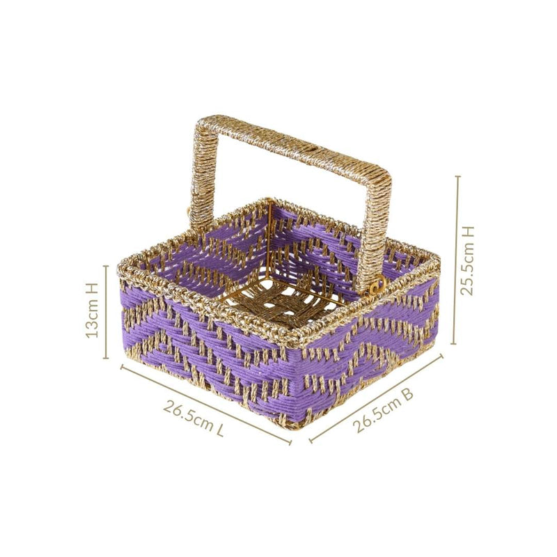 Handwoven Gift Basket With Movable Handle Lavender