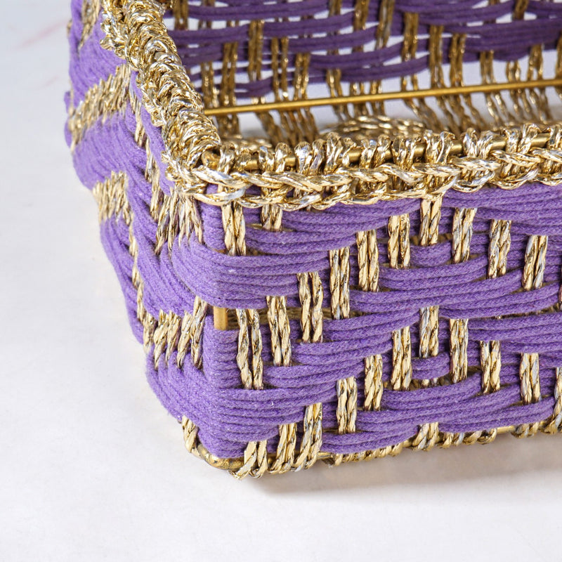 Handwoven Gift Basket With Movable Handle Lavender