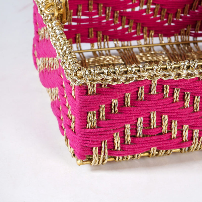 Gift Hamper Basket With Movable Handle Pink
