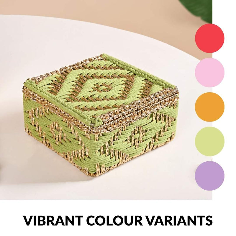 Handwoven Basket Gold And Green