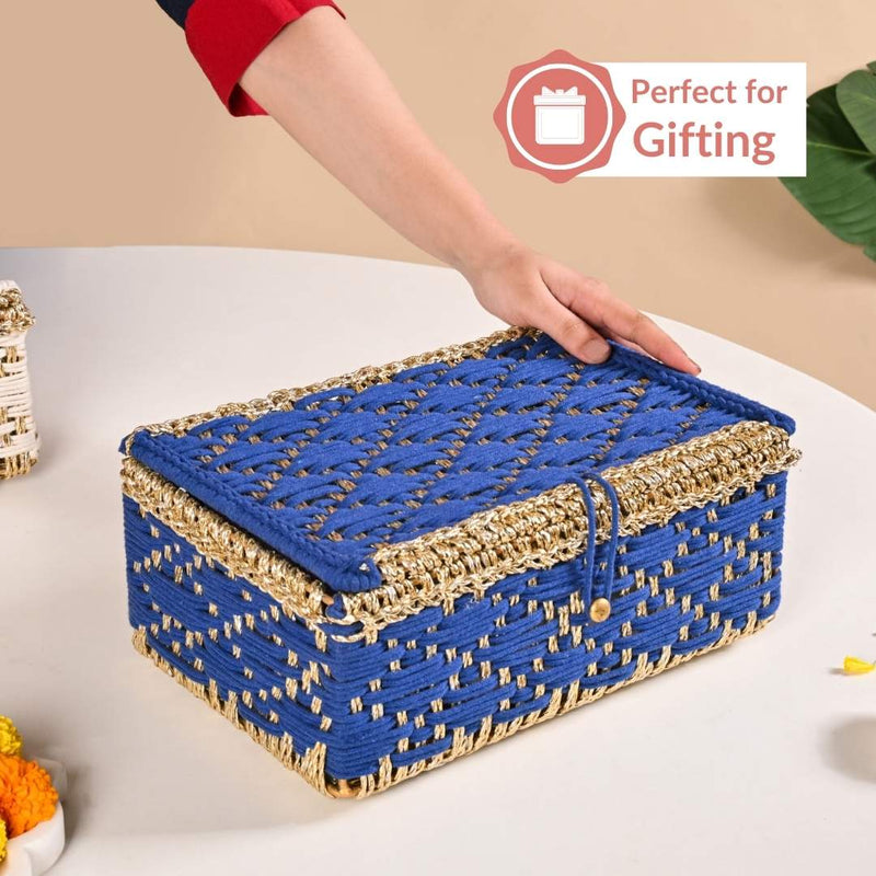 Handwoven Gift Basket Royal Blue