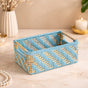 Handwoven Gift Basket With Handles Blue And Gold