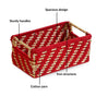 Handwoven Gift Basket With Handles Red And Gold
