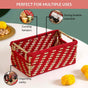 Handwoven Gift Basket With Handles Red And Gold