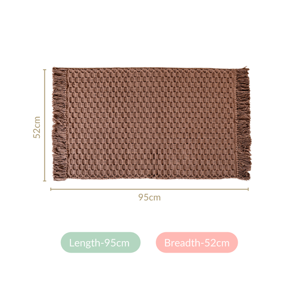 Waffle Weave Cotton Floor Mat Sandy Brown 37x20 Inch