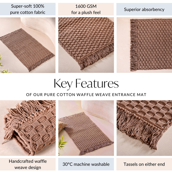 Waffle Weave Cotton Floor Mat Sandy Brown 37x20 Inch